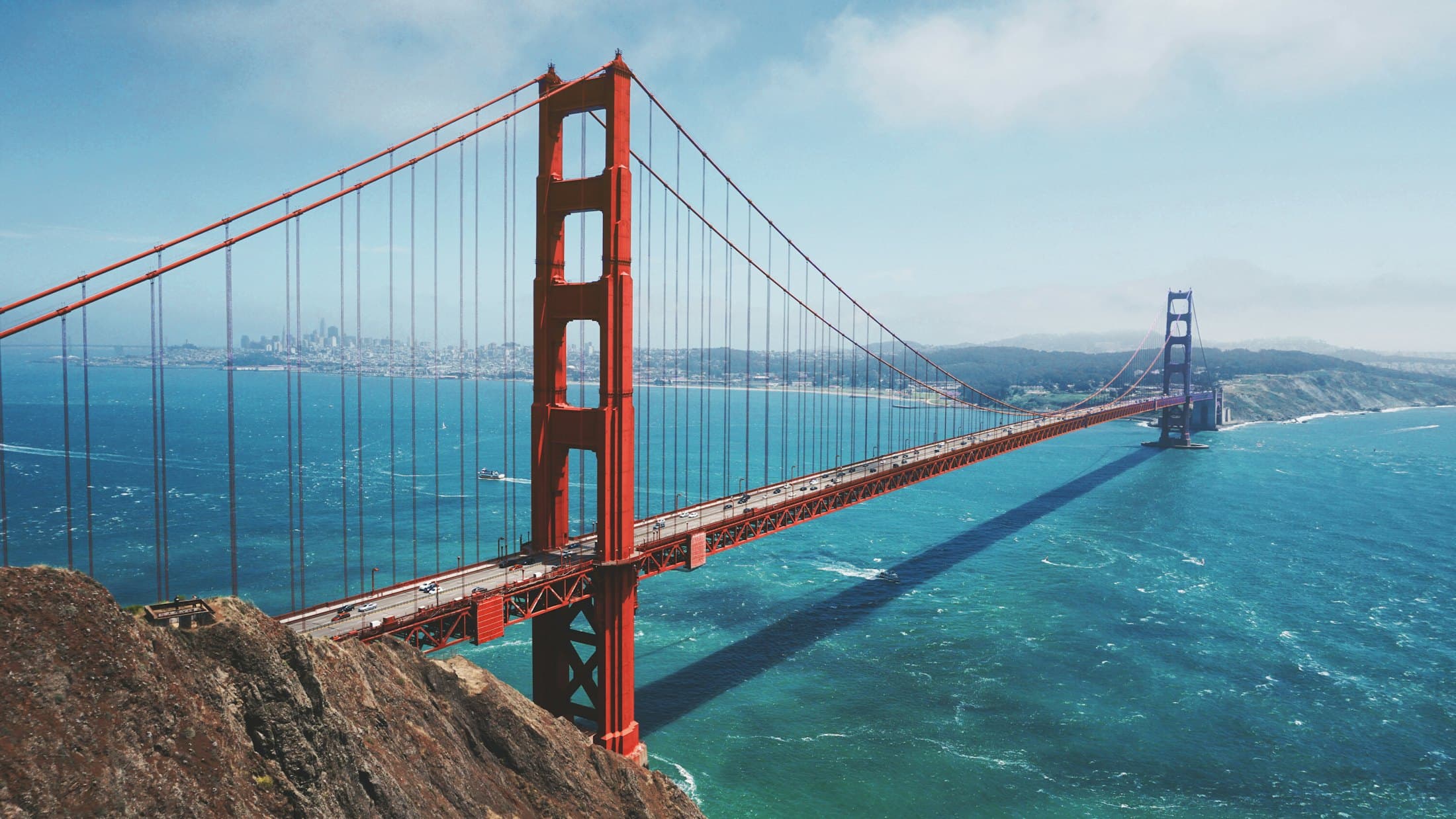 Golden Gate Bridge over the bay in San Francisco