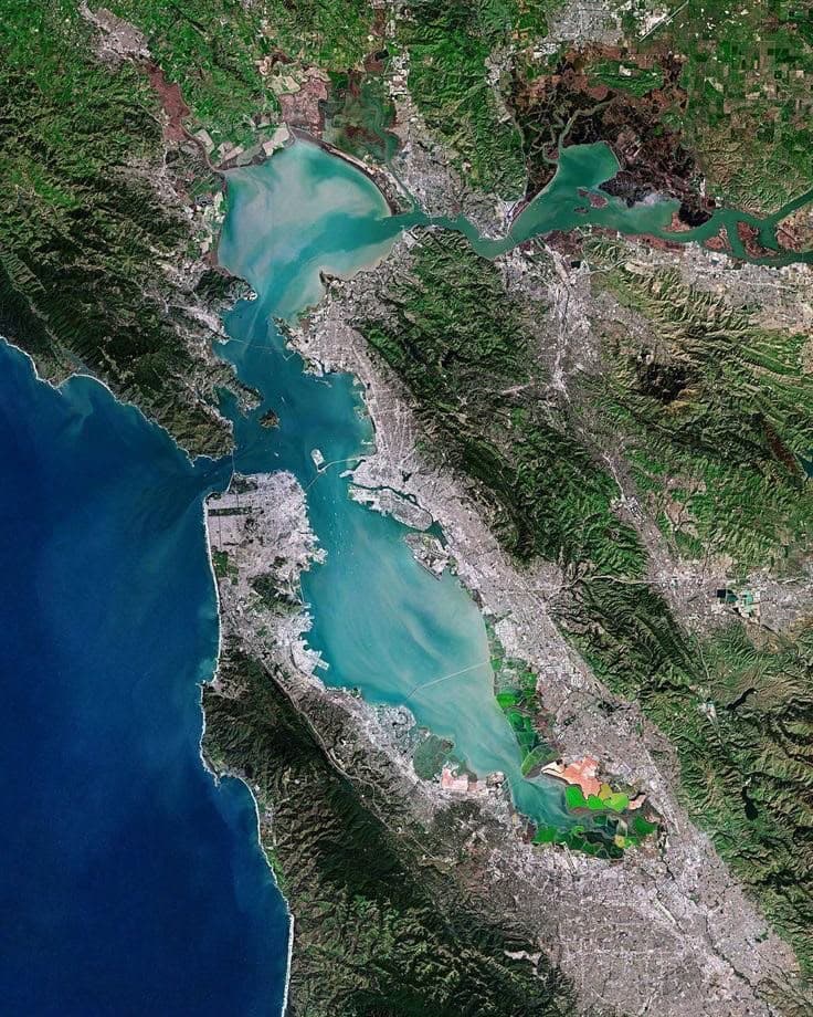 Satellite map of the San Francisco Bay Area showing the regions we serve